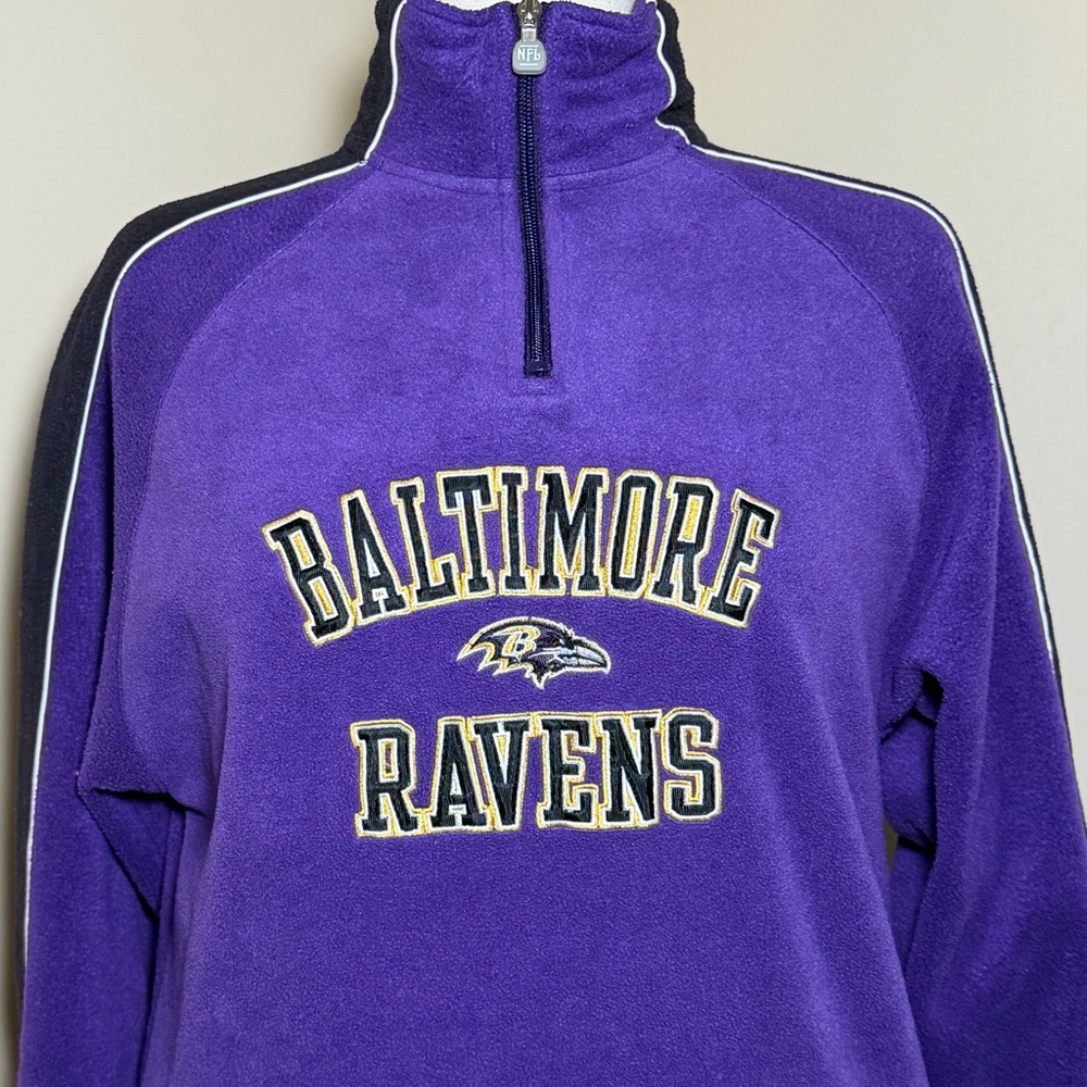 Baltimore Ravens NFL Youth XL 18/20 Purple 1/4 Zip Fleece Pullover Jacket Y2K
